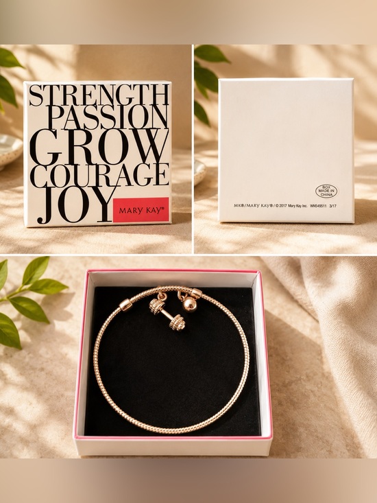 Mary Kay Jewelry - Mary Kay Rose Gold Charm Snake Chain Adjustable Bracelet w/ Dumbell charm